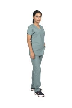 Filiz Yeşili Premium Flex Unisex Likralı Scrubs Doktor Hemşire Üniforma Takım