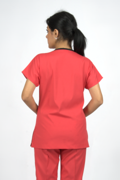 Nar Çiçeği Premium Flex Likralı Unisex Scrubs Doktor Hemşire Forma Üst