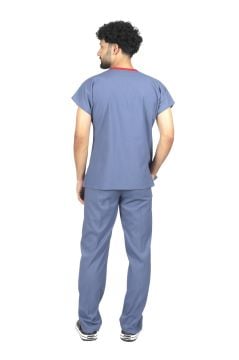 Fırtına Mavi Premium Flex Unisex Likralı Scrubs Doktor Hemşire Üniforma Takım