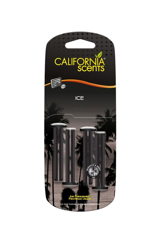 California Scents Vent Stick Ice Sandal Agaci, Bergamot ve Limon Bilesimli Kalorifer Geçme Koku 4'lü