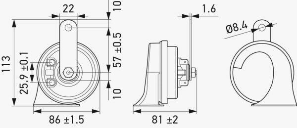 Hella Bas Tiz Korna 12V 400-500Hz(Caddy Golf V Jetta Leon Toledo) 3FH011225-841