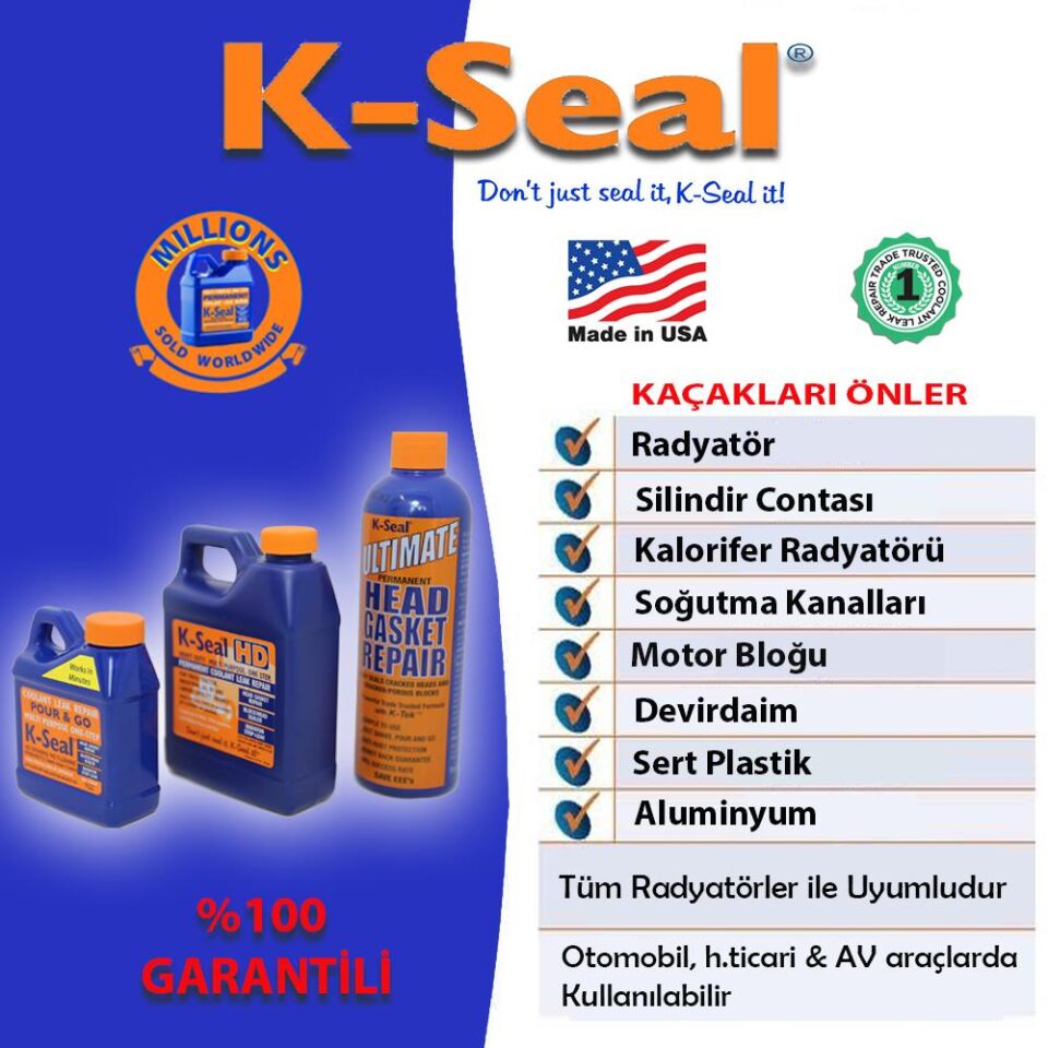 K-Seal HD Çok Amaçli Sivi Sogutma Sivisi Radyatör Kaçak Kalici Onarim 472ml
