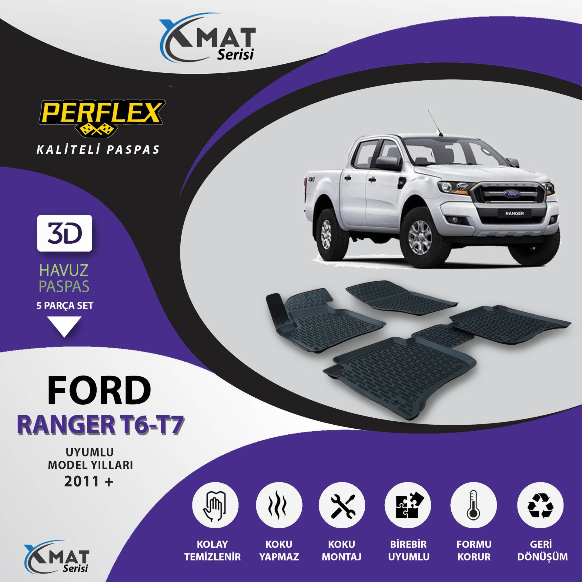 Perflex Paspas 3D Havuzlu X-Mat Ranger T6 T7 2011+