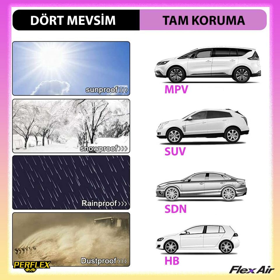 Flexair Oto Branda Sedan Large Araçlara Uyumlu
