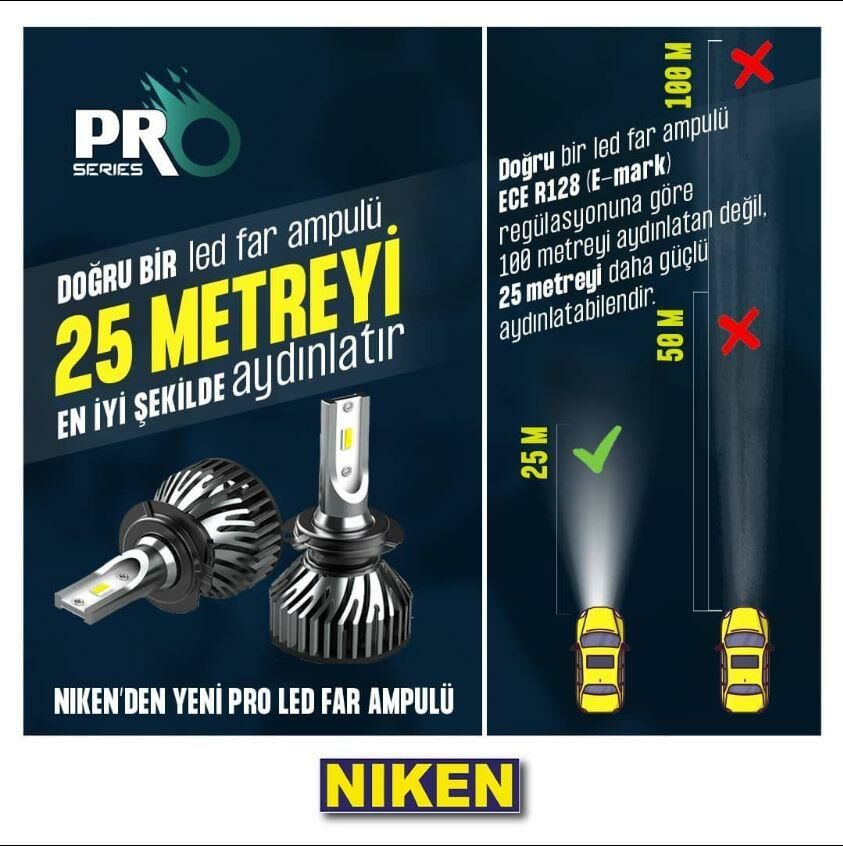 Niken Far Ampulü Led Xenon Pro Serisi H11