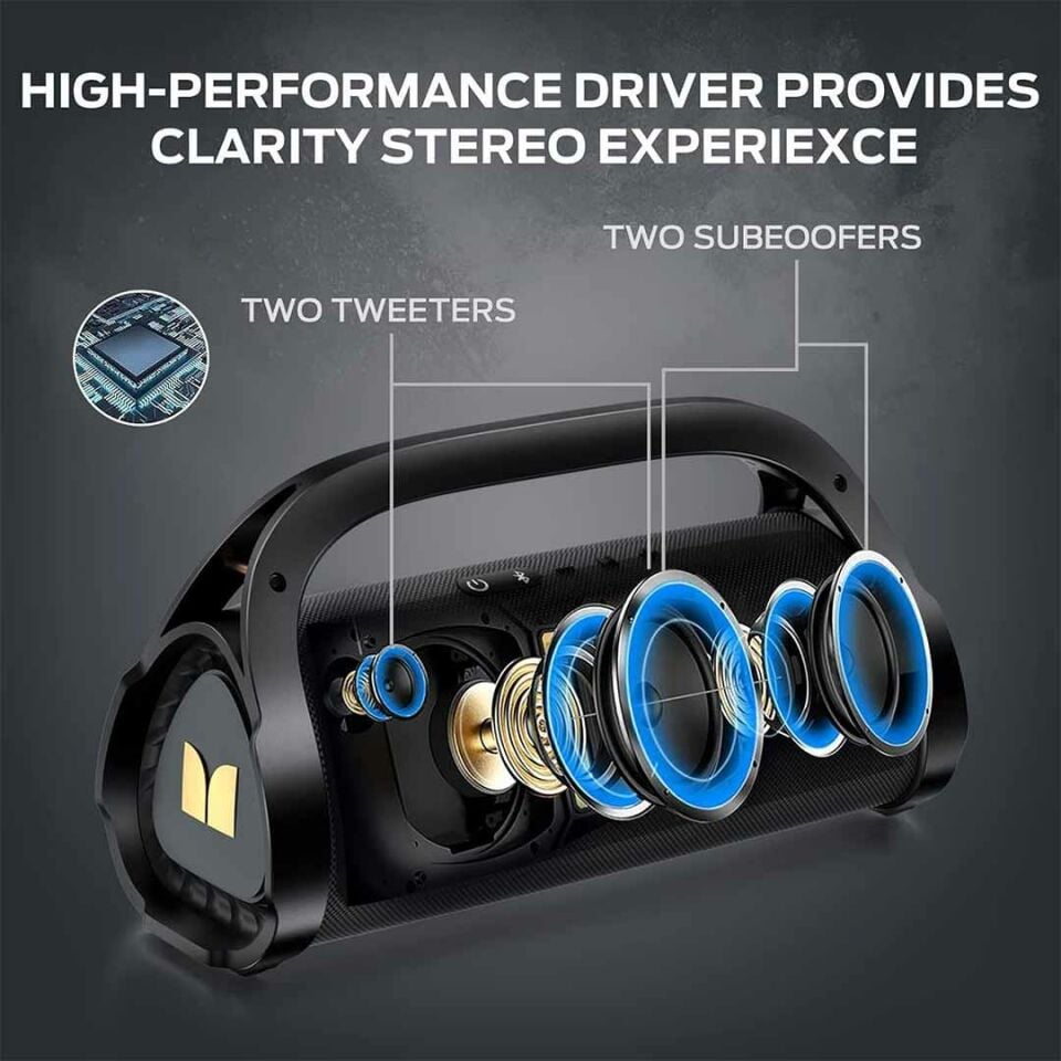 Monster Adventurer Max Boombox Çift Subwoofer'li IPX7 Su Geçirmez Bluetooth Hoparlör 60W