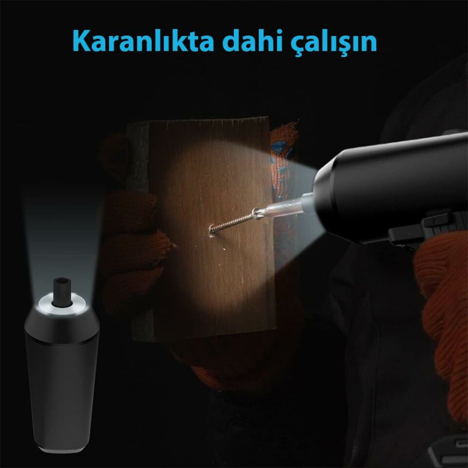 Kingsdun Sarjli Tornavida Seti 32 Parça Manyetik Uç 3.6V 1300mAH