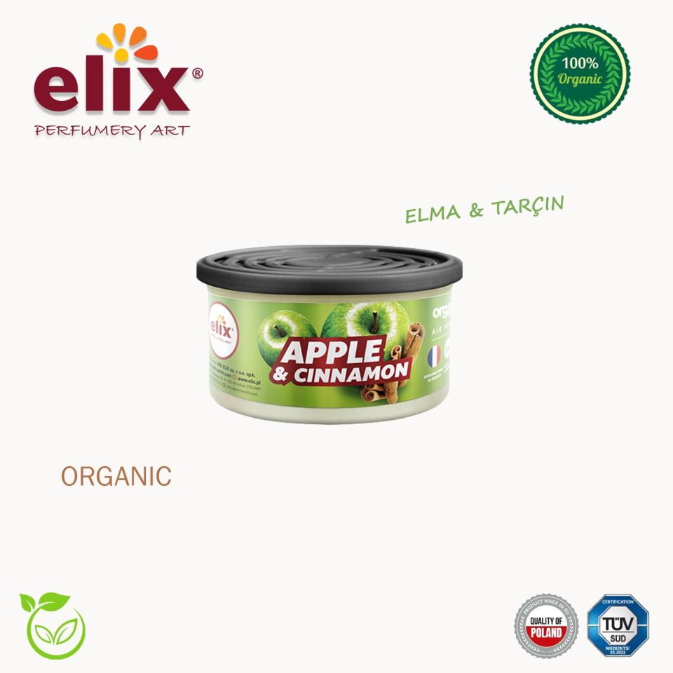 ELIX Organik Metal Kutuda Dogal Liflere Emdirilmis Özel Aromali Koku - Elma-Tarçin