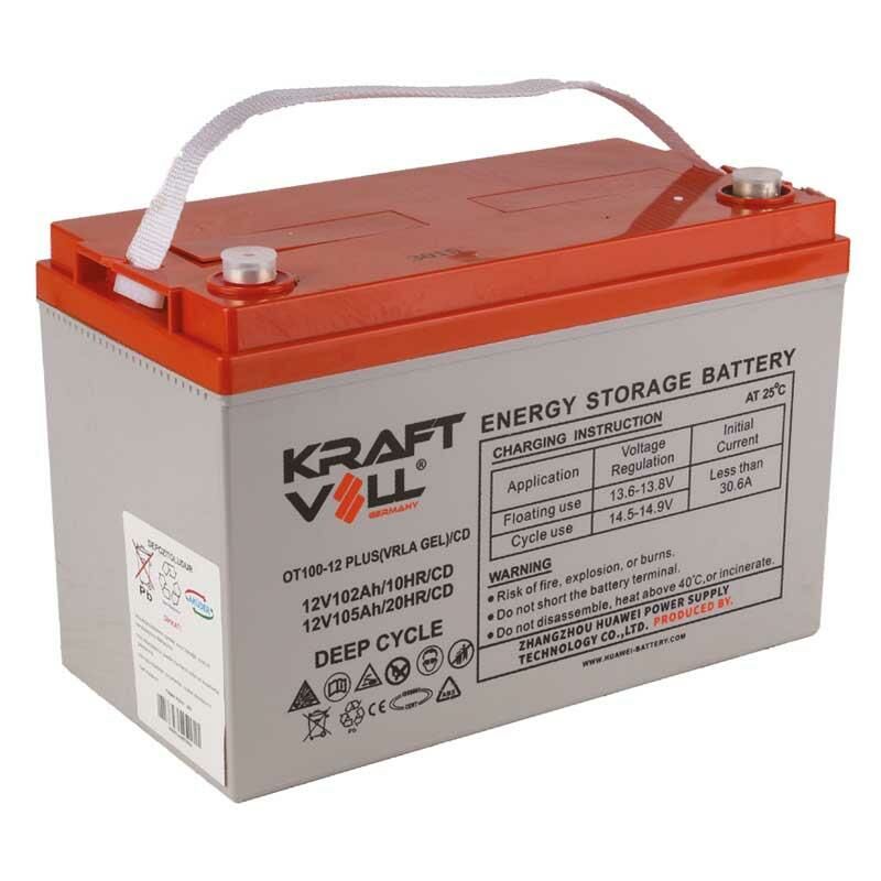 Kraftvoll 12V 102AH(10HR),105AH(20HR) Plus Cd Deep Cycle Gel Akü 18070003