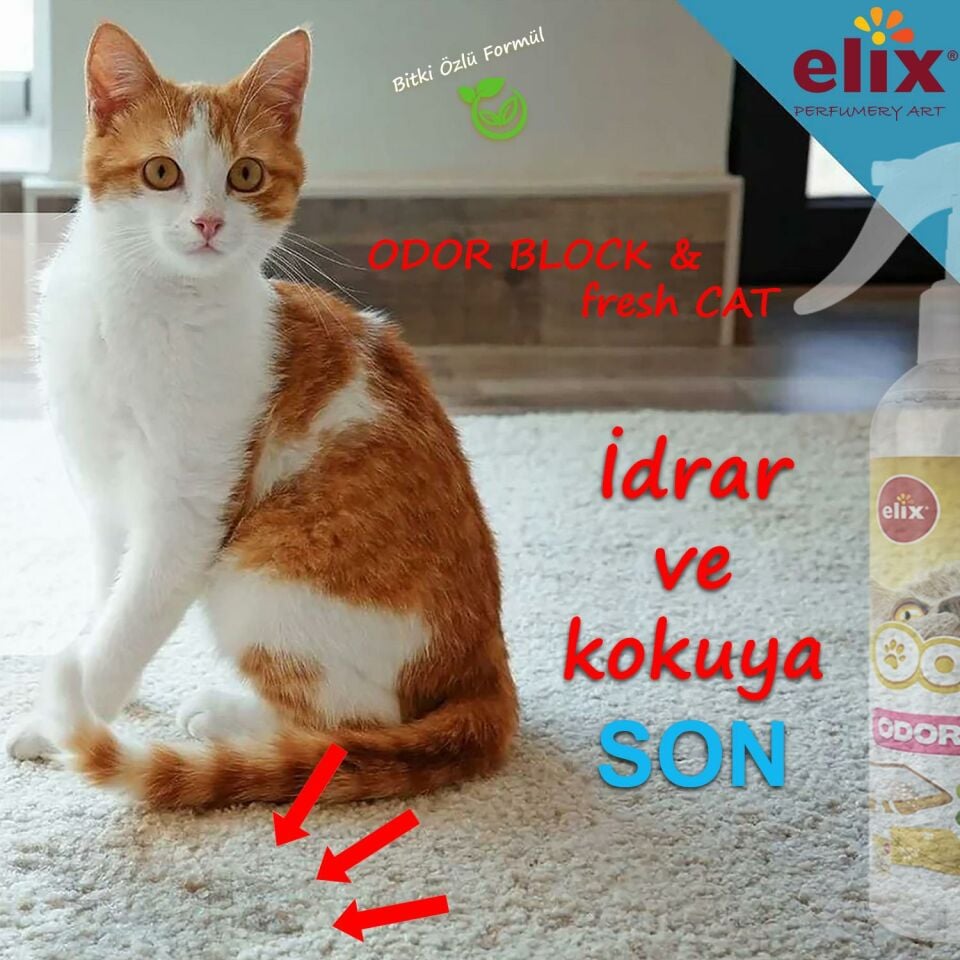 ELIX Bitki Özlü Kedi idrar Yapma ve Koku Önleyici Sprey 300ml.