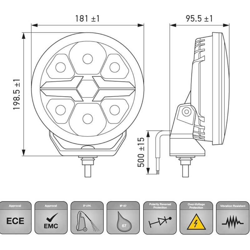 Hella Off-Road Valuefit Blade Led Uzun Far Siyah 22W 7'' Beyaz-Amber Isik 1FJ357198-061