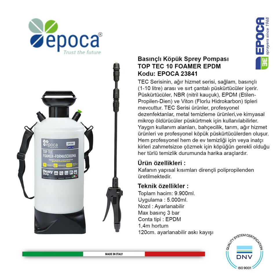 Epoca TOP TEC EPDM Köpük Pompasi 9,9Lt.- 1,4M.Hortumlu