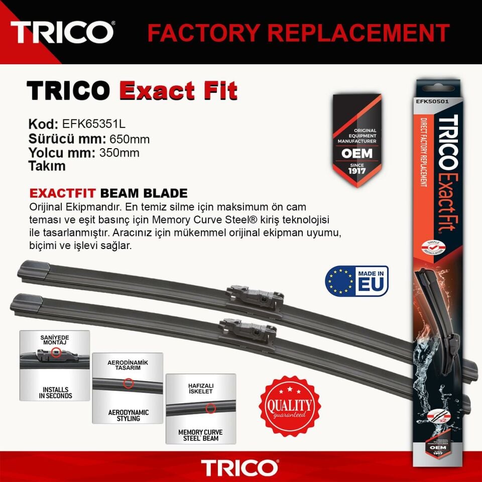 Trico EXACTFIT Takım Silecek Seti 650/350mm EFK65351L