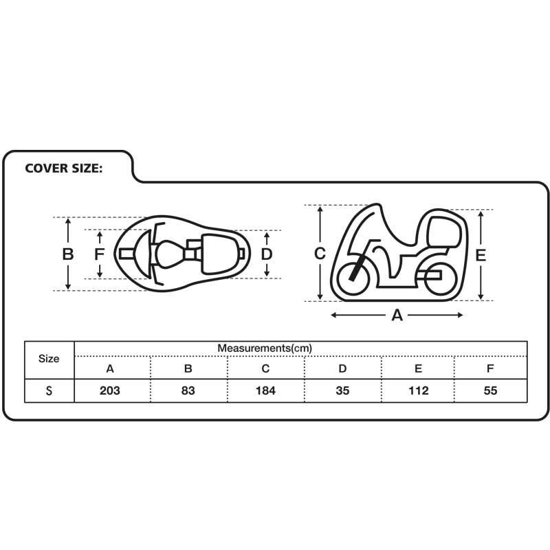 Oxford Motosiklet Scooter Ekranli Aquatex Arka Çantali Kilif Small Siyah-Gri CV217
