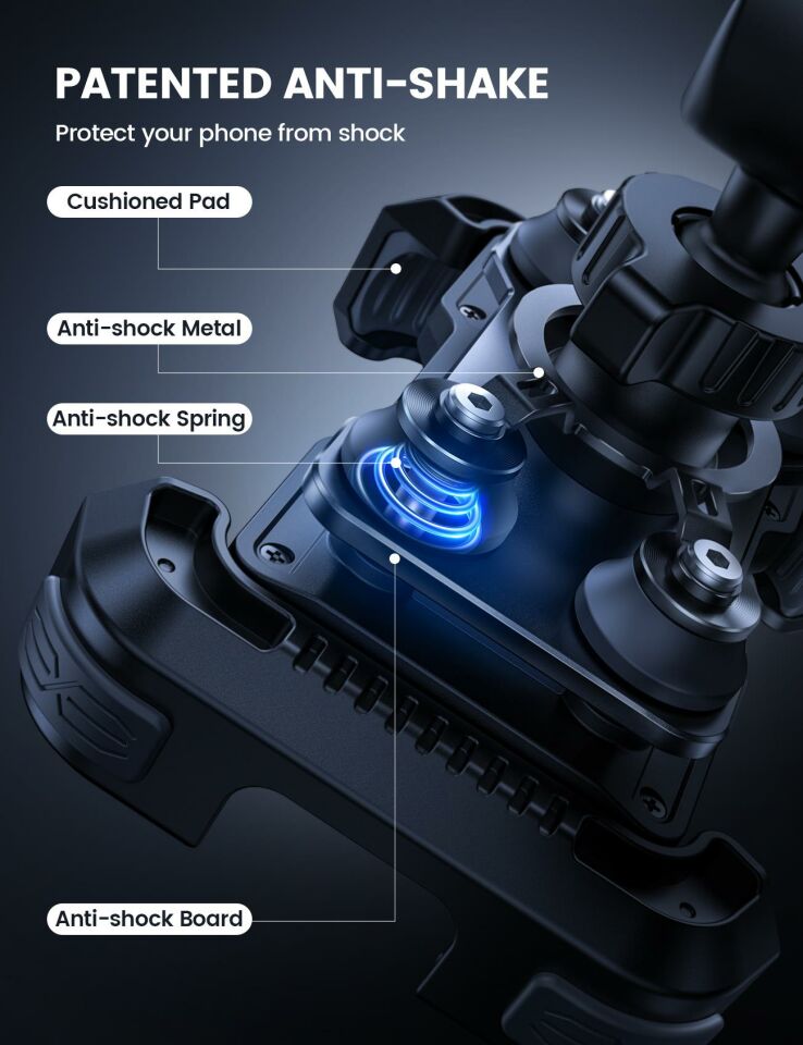 Lamicall Motosiklet için Telefon Tutucu Çift Titresim Engelleyici ve Sarsinti Önleyici BCSP01