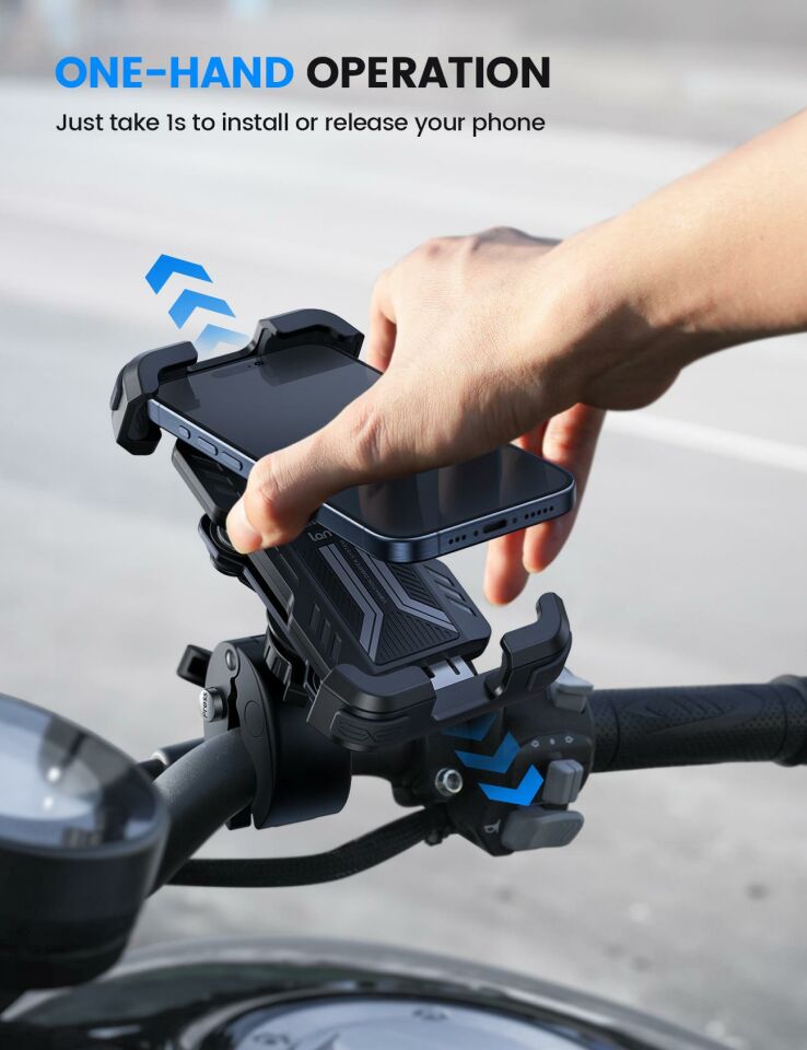 Lamicall Motosiklet için Telefon Tutucu Çift Titresim Engelleyici ve Sarsinti Önleyici BCSP01