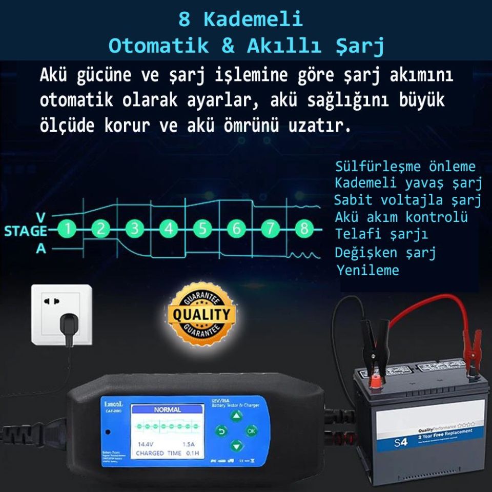 Lancol Akü Test ve Sarj Cihazi 12V/8A CAT-280