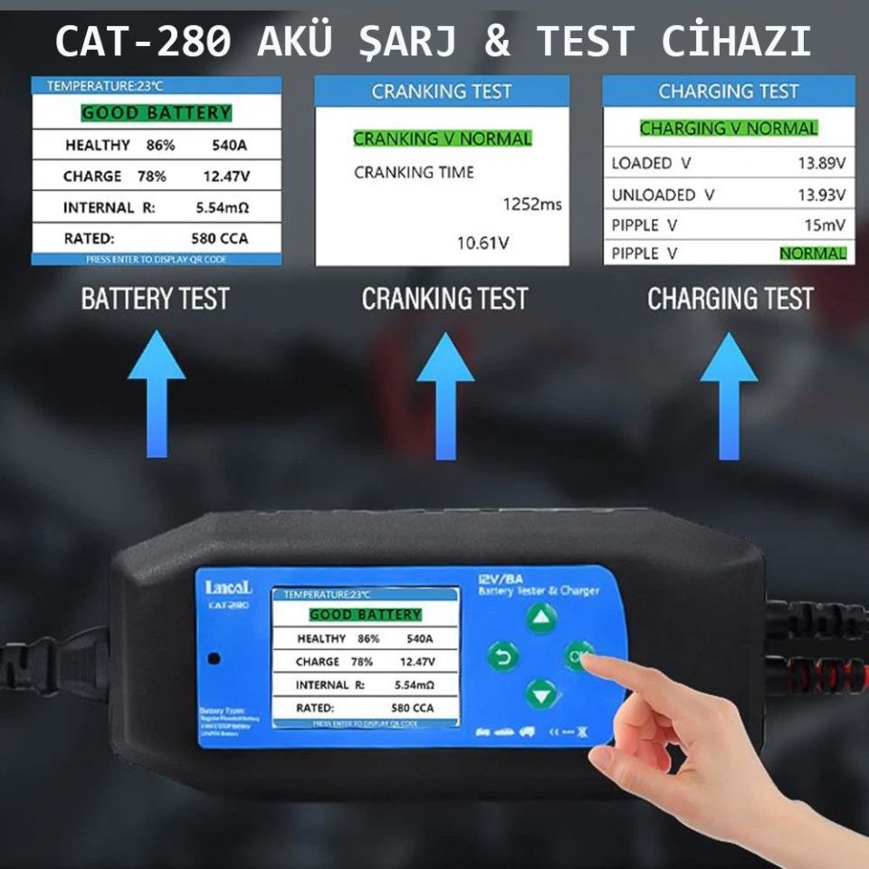 Lancol Akü Test ve Sarj Cihazi 12V/8A CAT-280