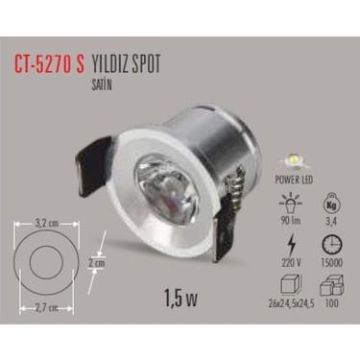 1,5W  YILDIZ SPOT POWER LEDLİ SATİN KASA (G.IŞIĞI)