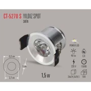 1,5W  YILDIZ SPOT POWER LEDLİ SATİN KASA (G.IŞIĞI)
