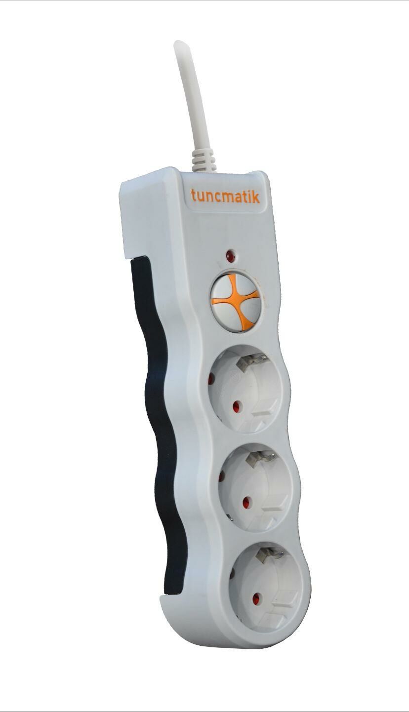 TUNCMATIK POWERSURGE 3-SURGE PROTECTION PLUG-1050 JOULE-WHITE WITH CABLE