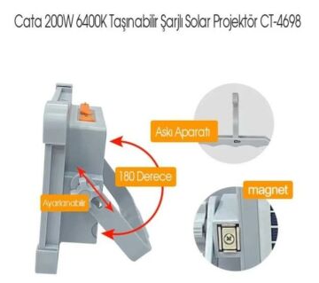 200W SOLAR LED PROJEKTÖR TAŞINABİLİR