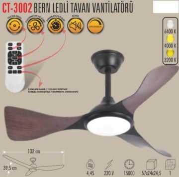 Cata Ct-3002 Bern Ledli Tavan Vantilatörü
