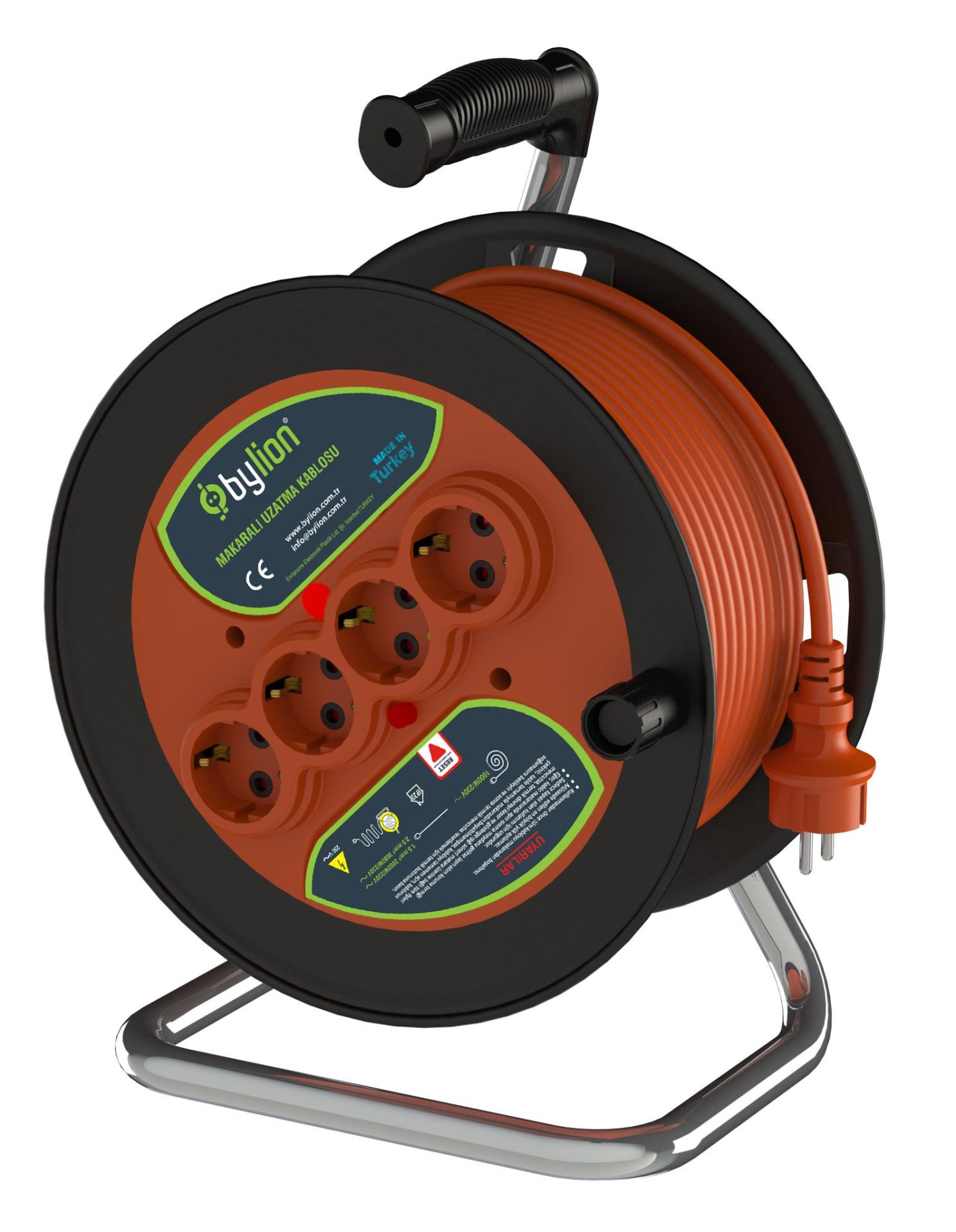 BYLION PMK-20315-F PLS BOBİN Q280 IP20 F TYPE (SCHUKO) 3G1,5 20M TURUNCU KABLO