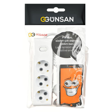 Visage Üçlü Çocuk Korumalı Topraklı Anahtarlı Grup Priz 2m