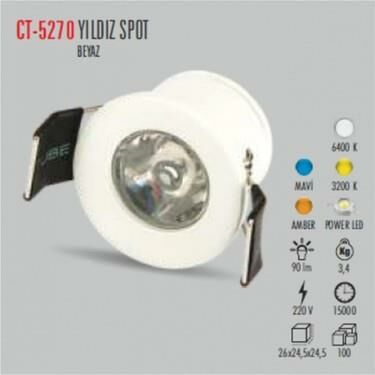 1,5W  YILDIZ SPOT POWER LEDLİ BEYAZ KASA (BEYAZ)