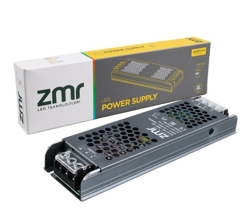ZMR -703/b.00 12 Volt 12.5 Amper 150 Watt Slim Metal Kasa Adaptör