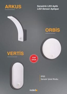 İnoled 5152 ORBİS 15W Sensörlü LED Aplik Pır Sensörlü 4000K