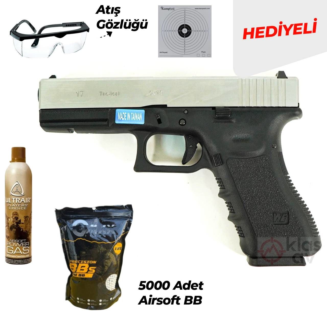 WE Glock 17 Gen 3 Blowback G17 Airsoft Tabanca Silver