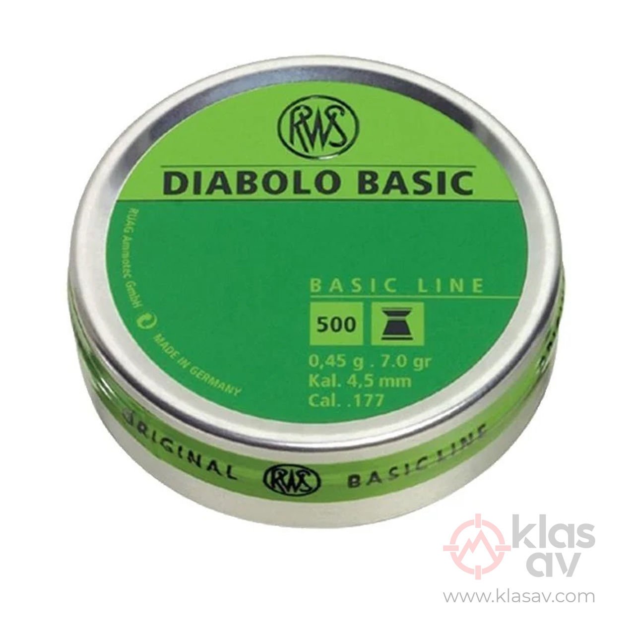 RWS Diabolo Basic 4.5 mm 0,45G Havalı Tüfek Saçma 500 Adet