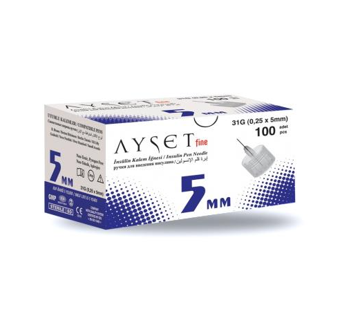 Ayset Fine İnsülin Kalem İğnesi 5 MM - 100 Adet
