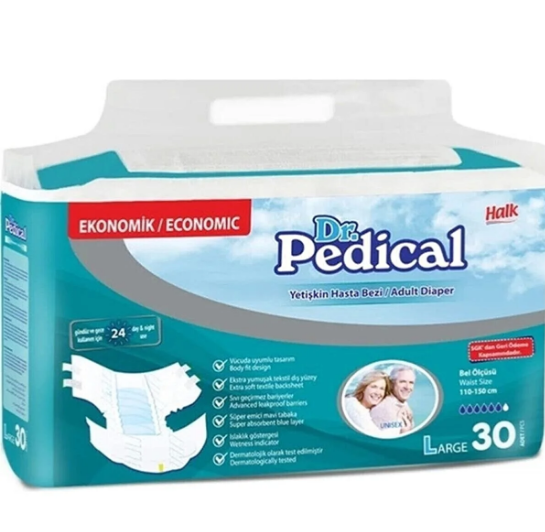 Dr.Pedical Büyük (L) 30 Adet Eco Belbantlı Hasta Bezi