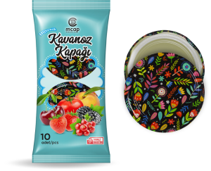Desenli Konserve Kavanoz Kapağı - 10 Adet (Standart Boy - 82 mm) - Bahar Desenli