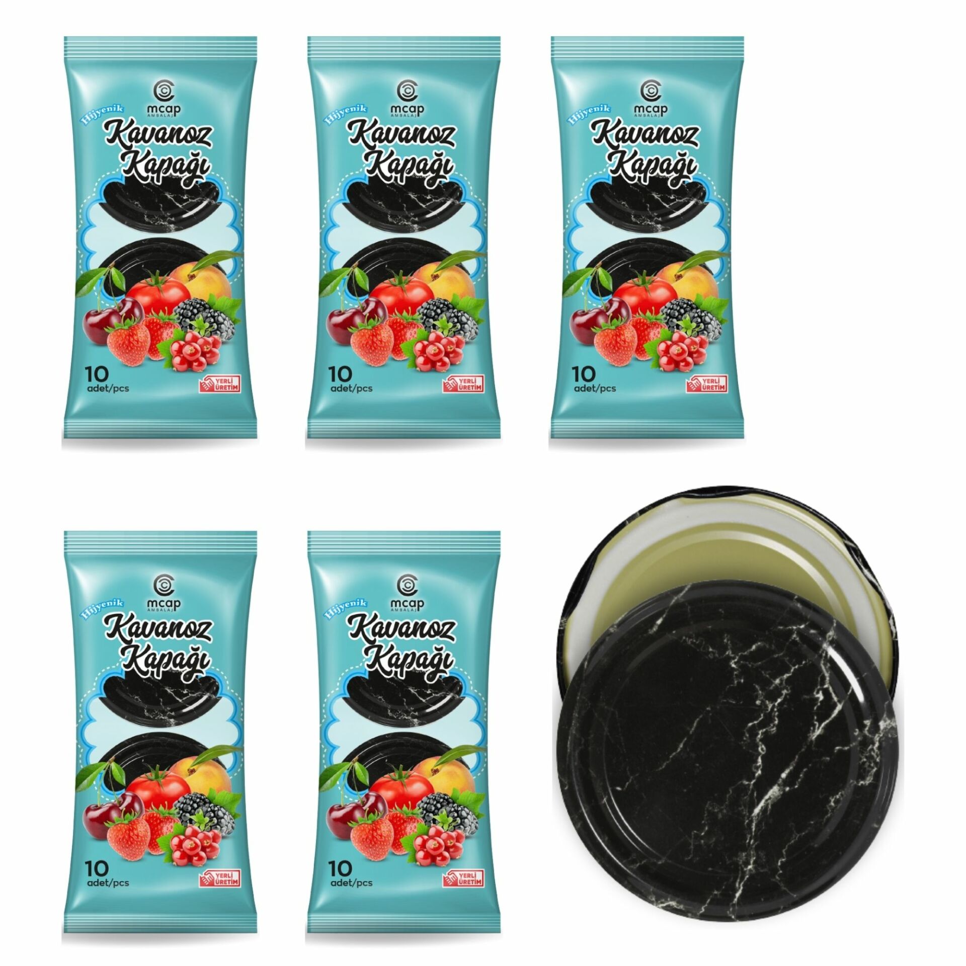 Patterned Canister Lid - 10 Pieces (Standard Length - 82 mm) - Marble Patterned