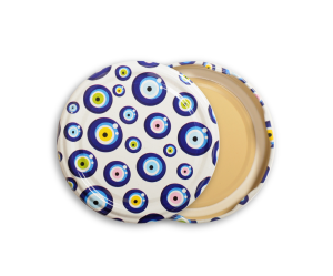Desenli Konserve Kavanoz Kapağı - 5 Paket - 50 Adet (Standart Boy - 82 mm) - Nazar Boncuğu Desenli