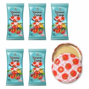 Desenli Konserve Kavanoz Kapağı - 5 Paket - 50 Adet (Standart Boy - 82 mm) - Domates Desenli