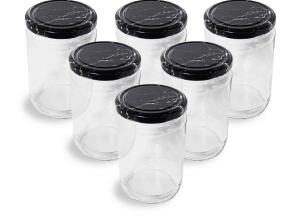 Cam Kavanoz ve Mermer Desenli Kavanoz Kapak Çeşitleri  - 6 Adet (660 ml - 82mm)