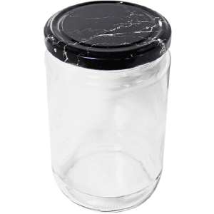 Cam Kavanoz ve Mermer Desenli Kavanoz Kapak Çeşitleri  - 6 Adet (660 ml - 82mm)