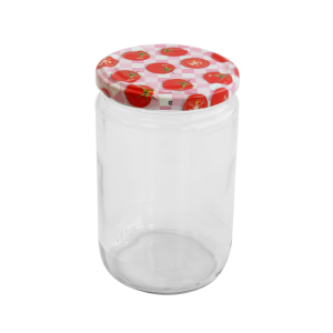 Cam Kavanoz ve Domates Desenli Kavanoz Kapak Çeşitleri  - 6 Adet (660 ml - 82mm)
