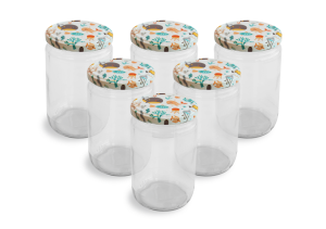 Cam Kavanoz ve Su Altı Desenli Kavanoz Kapak Çeşitleri  - 6 Adet (660 ml - 82mm)