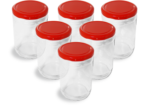 Cam Kavanoz ve Kırmızı Renk Kavanoz Kapak Çeşitleri  - 6 Adet (660 ml - 82mm)