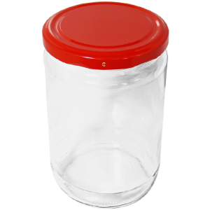 Cam Kavanoz ve Kırmızı Renk Kavanoz Kapak Çeşitleri  - 6 Adet (660 ml - 82mm)