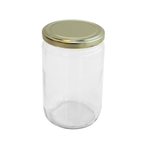 Cam Kavanoz ve Gold Renk Kavanoz Kapak Çeşitleri  - 6 Adet (660 ml - 82mm)