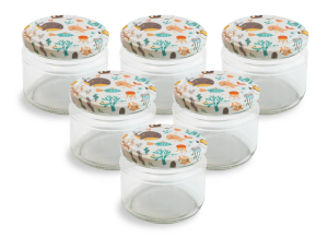 Glass Jar and Patterned Jar Lid - 6 Pieces (330 ml - 82 mm) - Underwater Pattern