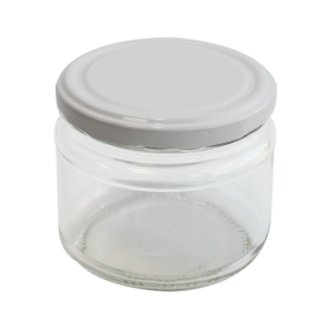 Cam Kavanoz ve Beyaz Renk Kavanoz Kapak Çeşitleri  - 6 Adet (330 ml - 82mm)