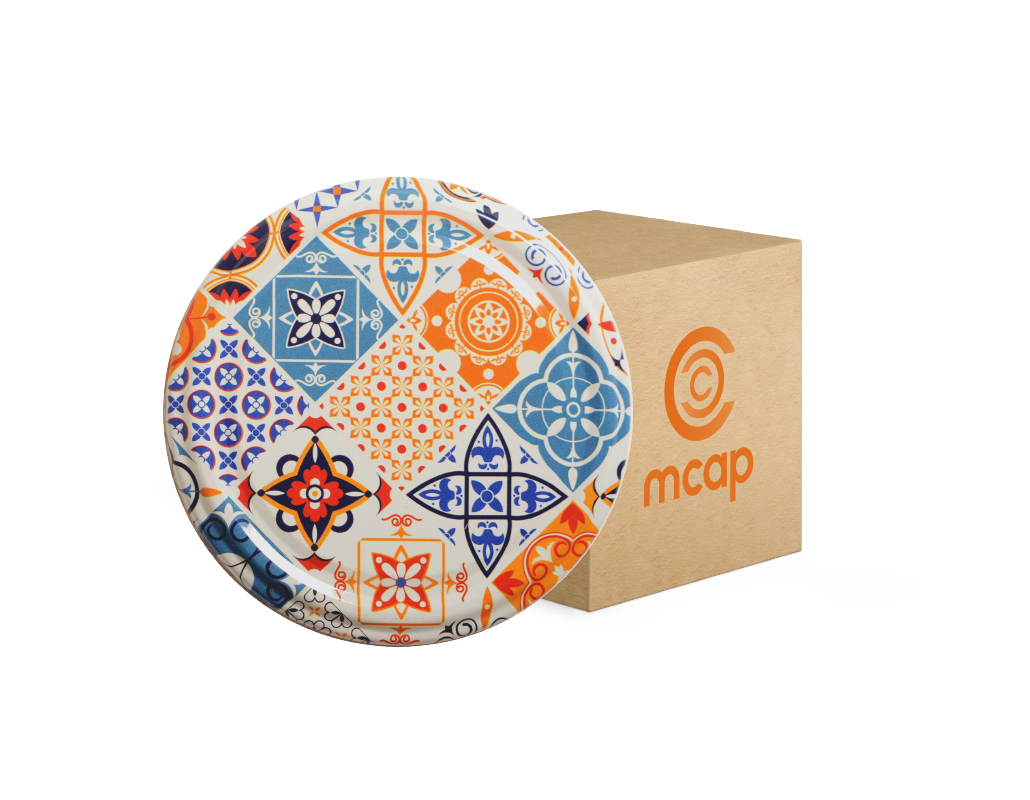 Toptan Kolili Çini 1 Desenli Kavanoz Kapak Çeşitleri  - 1100 Adet (66mm)